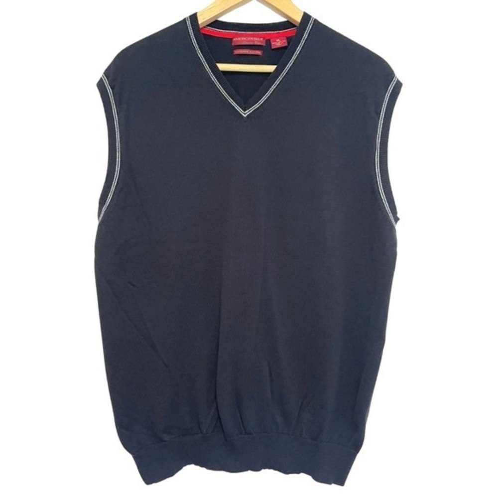 American Blue Sweater Vest Vintage Mens XL Cotton‎ Academia Minimalist Preppy